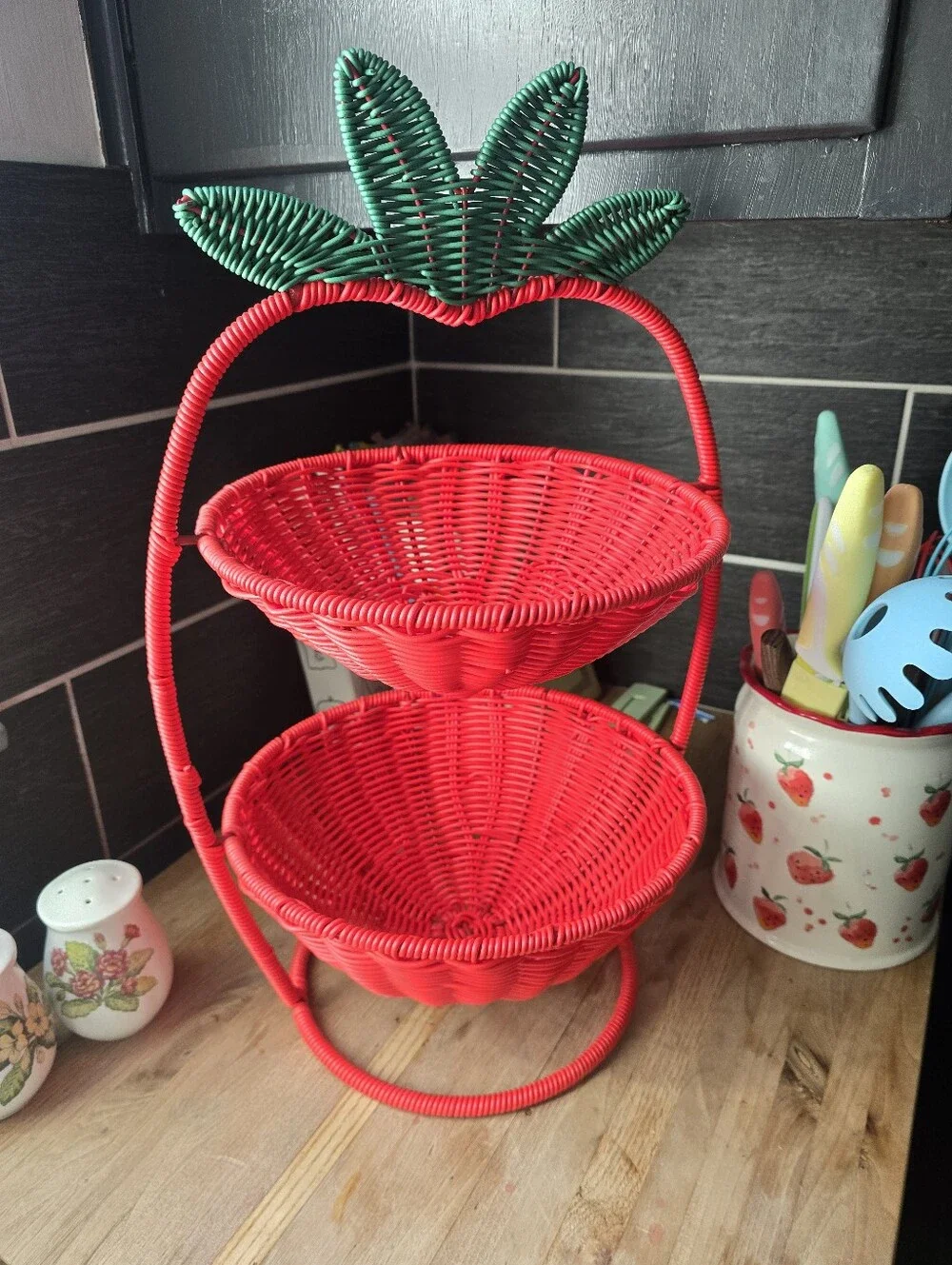 Ciroa Hello Summer Strawberry Shaped 2 Tier Basket